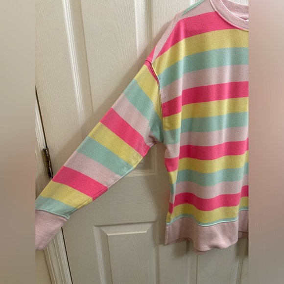 Cabana Crown and Ivy Neon Pastel Striped Crewneck Pullover Oversized Sweater M - Picture 4 of 6